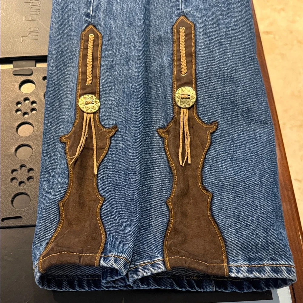 VINTAGE LAWMAN WOMENS JEANS WITH FAUX LEATHER DETAIL - Picture 2 of 14